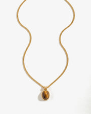 14K Gold Drop Earth Stone Pendant Necklace