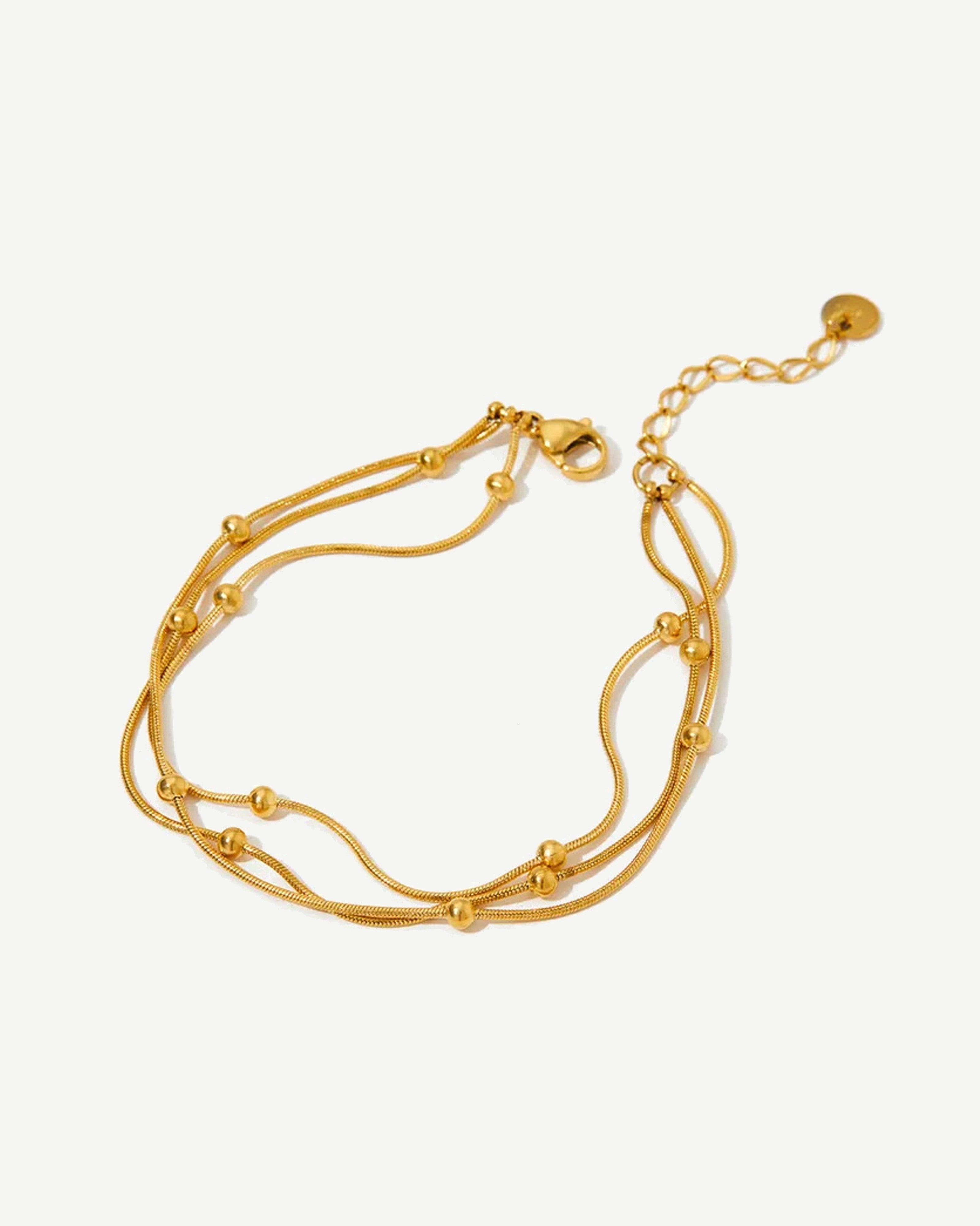 Triple Satellite Chain 14K Gold Link Bracelet