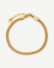Triple Beaded Satellite Chain 14K Gold Link Bracelet