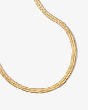 Flat Herringbone Chain 14K Gold Choker Necklace