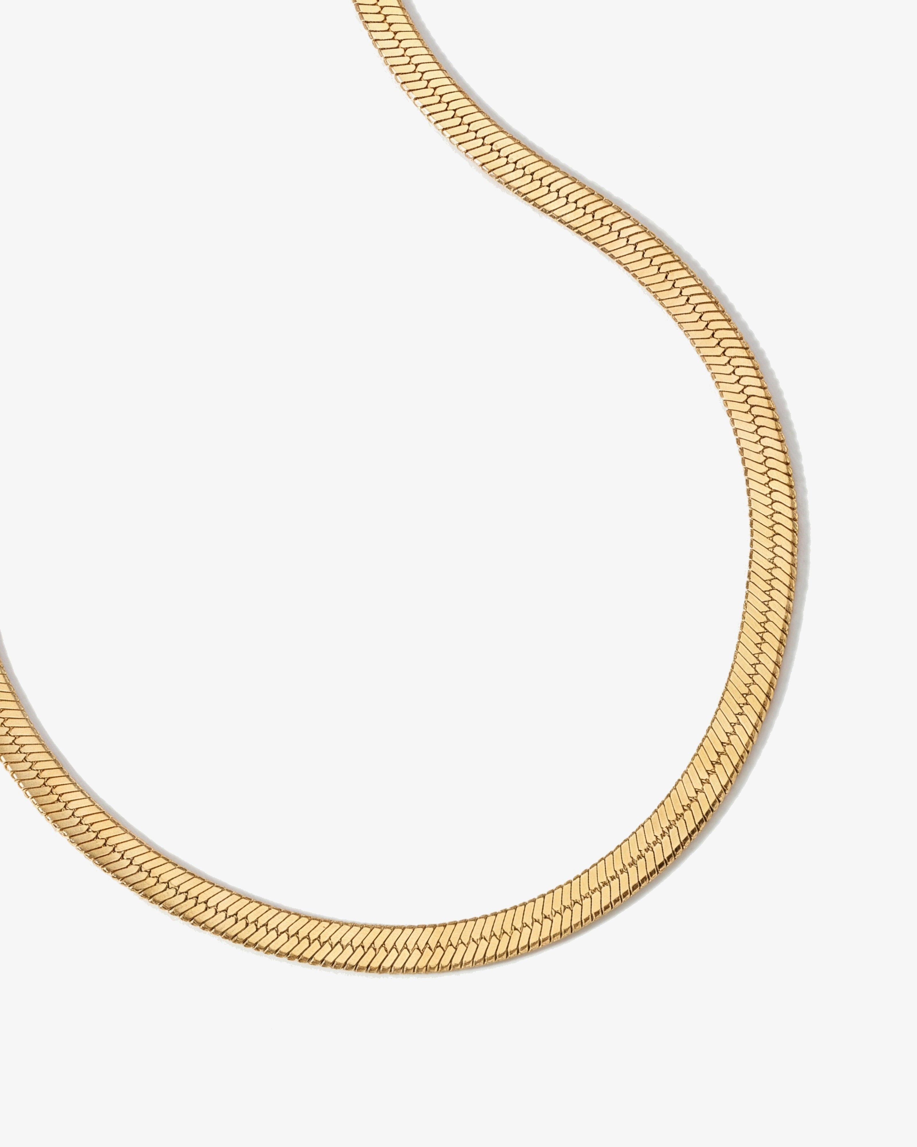 Flat Herringbone Chain 14K Gold Choker Necklace
