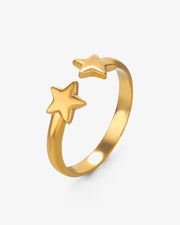 Double Star Dainty 14K Gold Ring