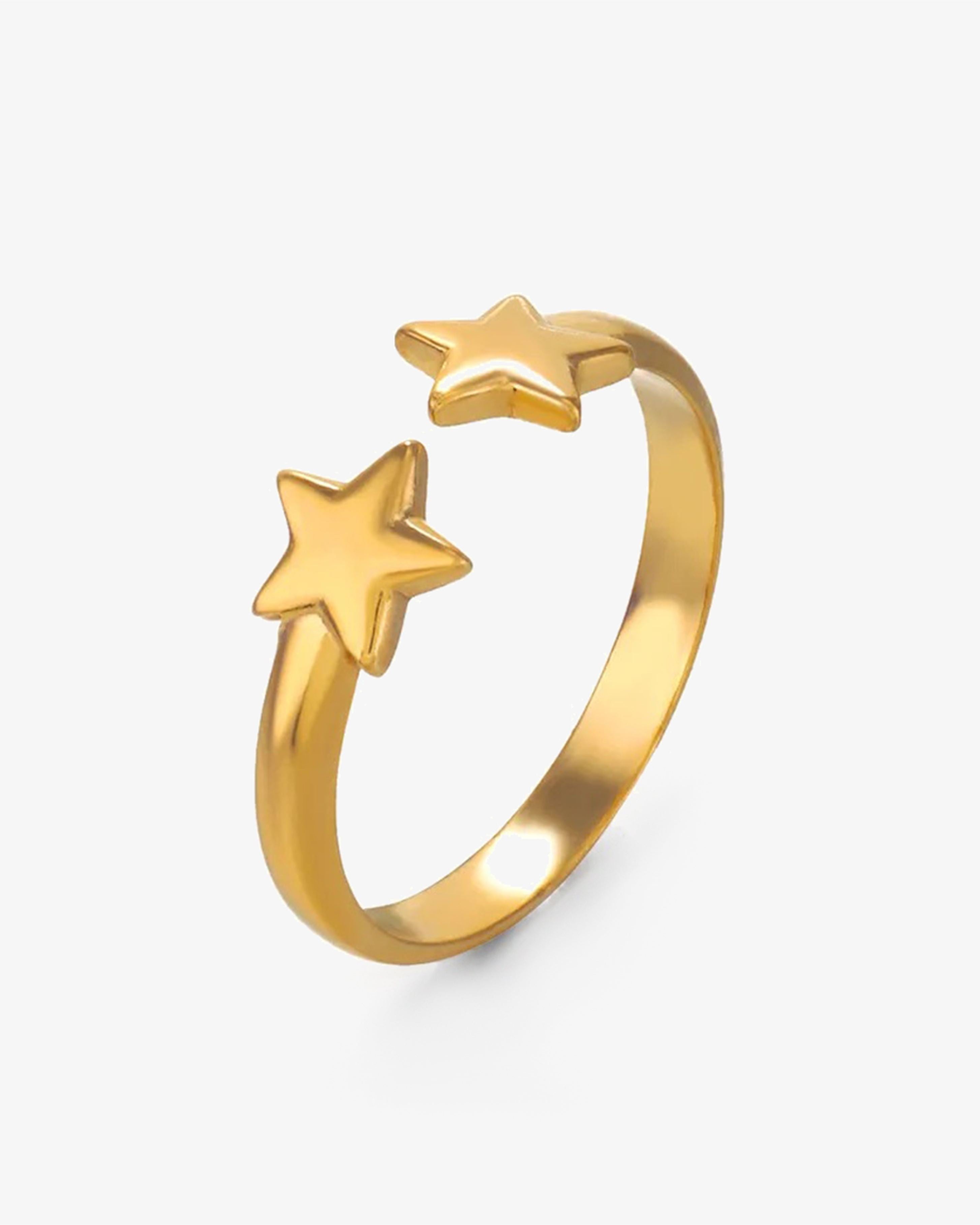 Double Star Dainty 14K Gold Ring