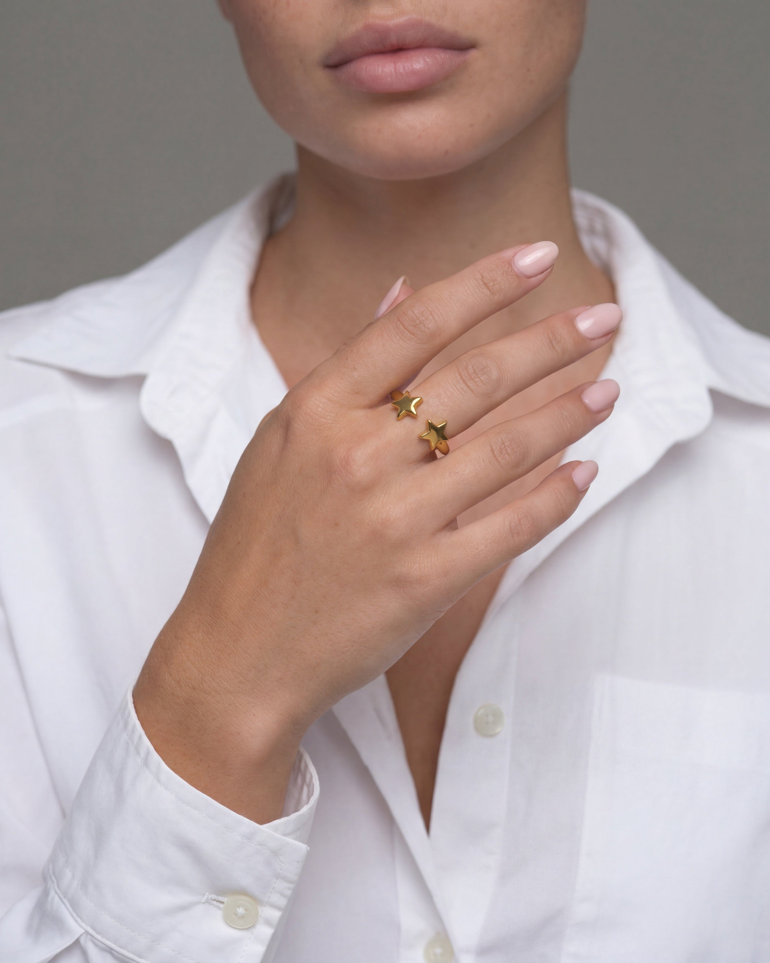 Double Star Dainty 14K Gold Ring