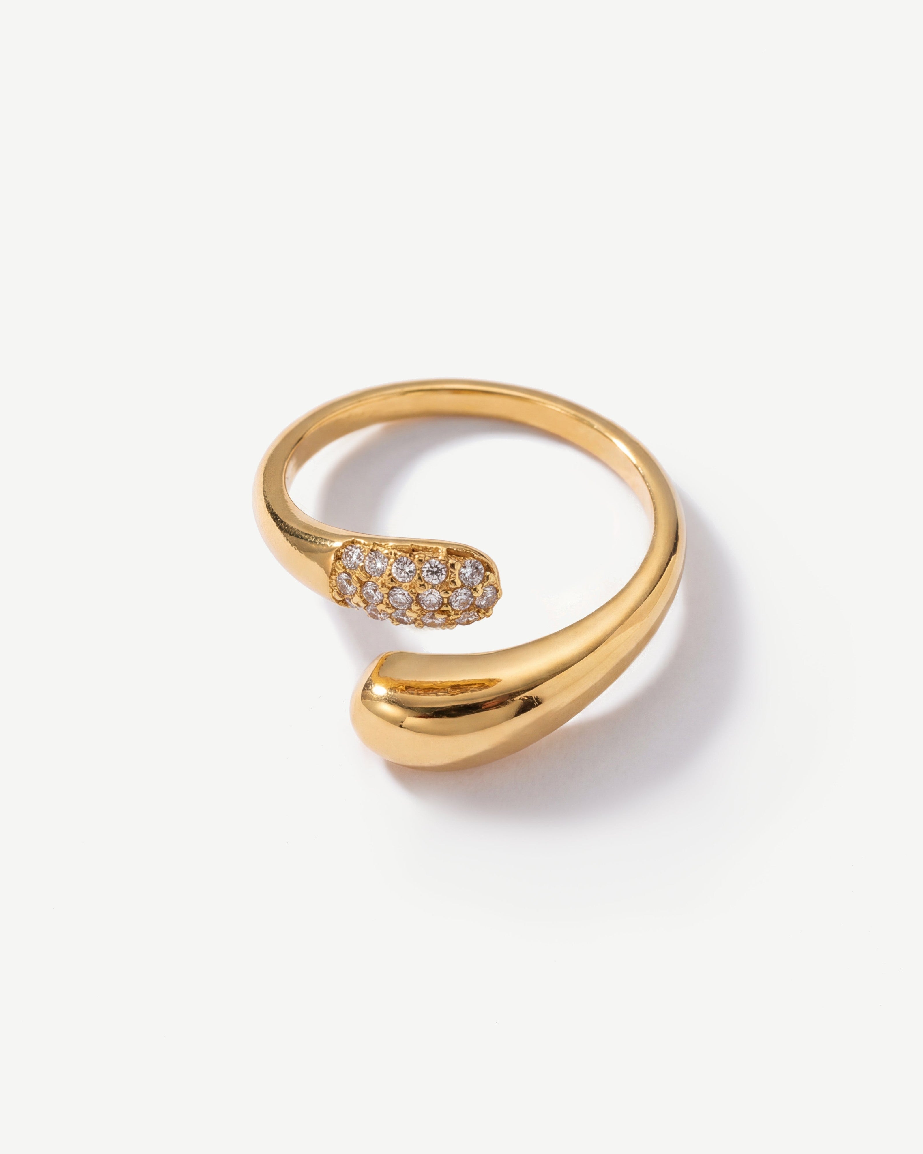 Double Star Dainty Dome 14K Gold Ring
