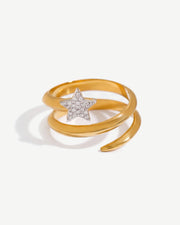 Chunky Wrap 14K Gold Star Ring