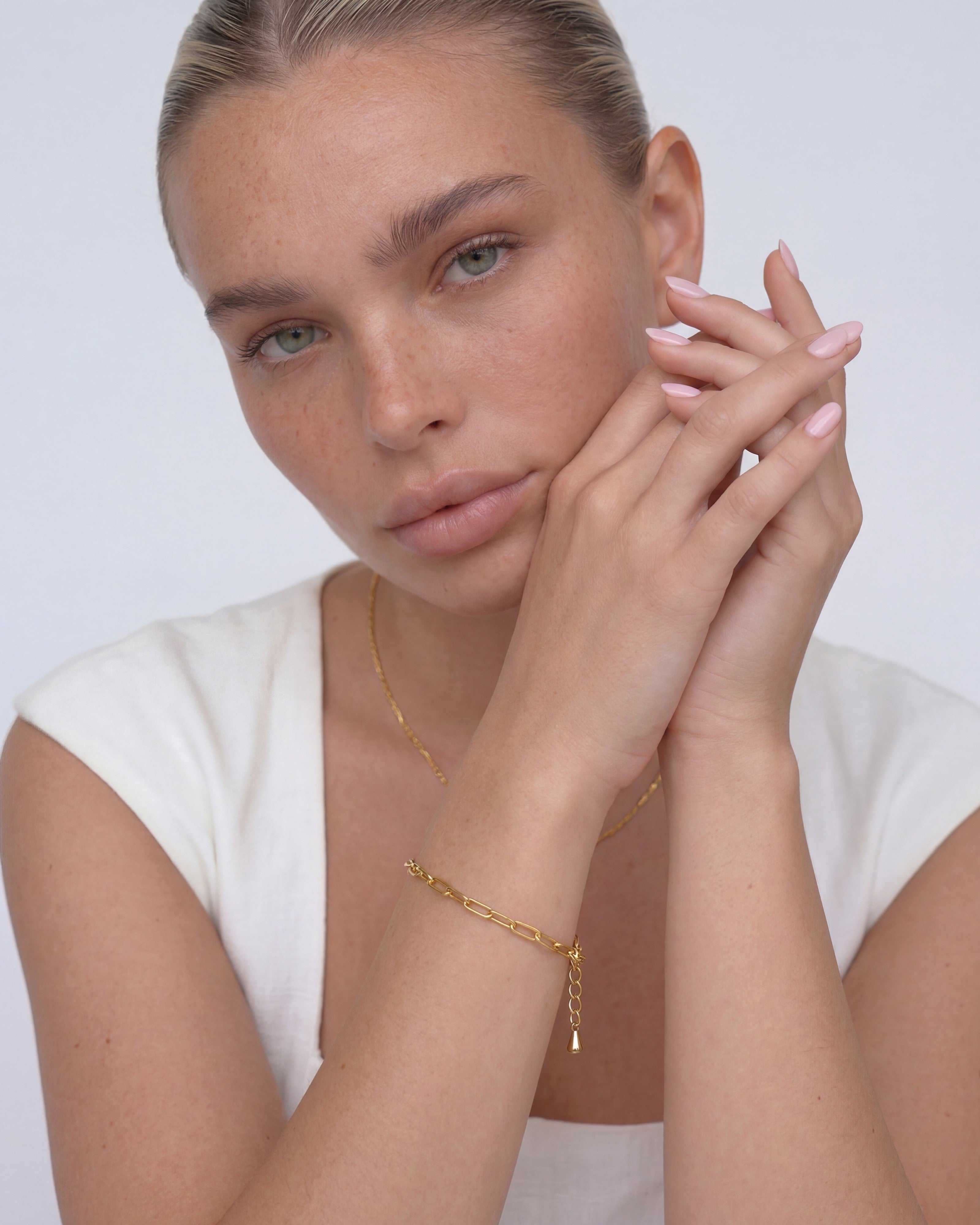 Paperclip Chain 14K Gold Link Bracelet
