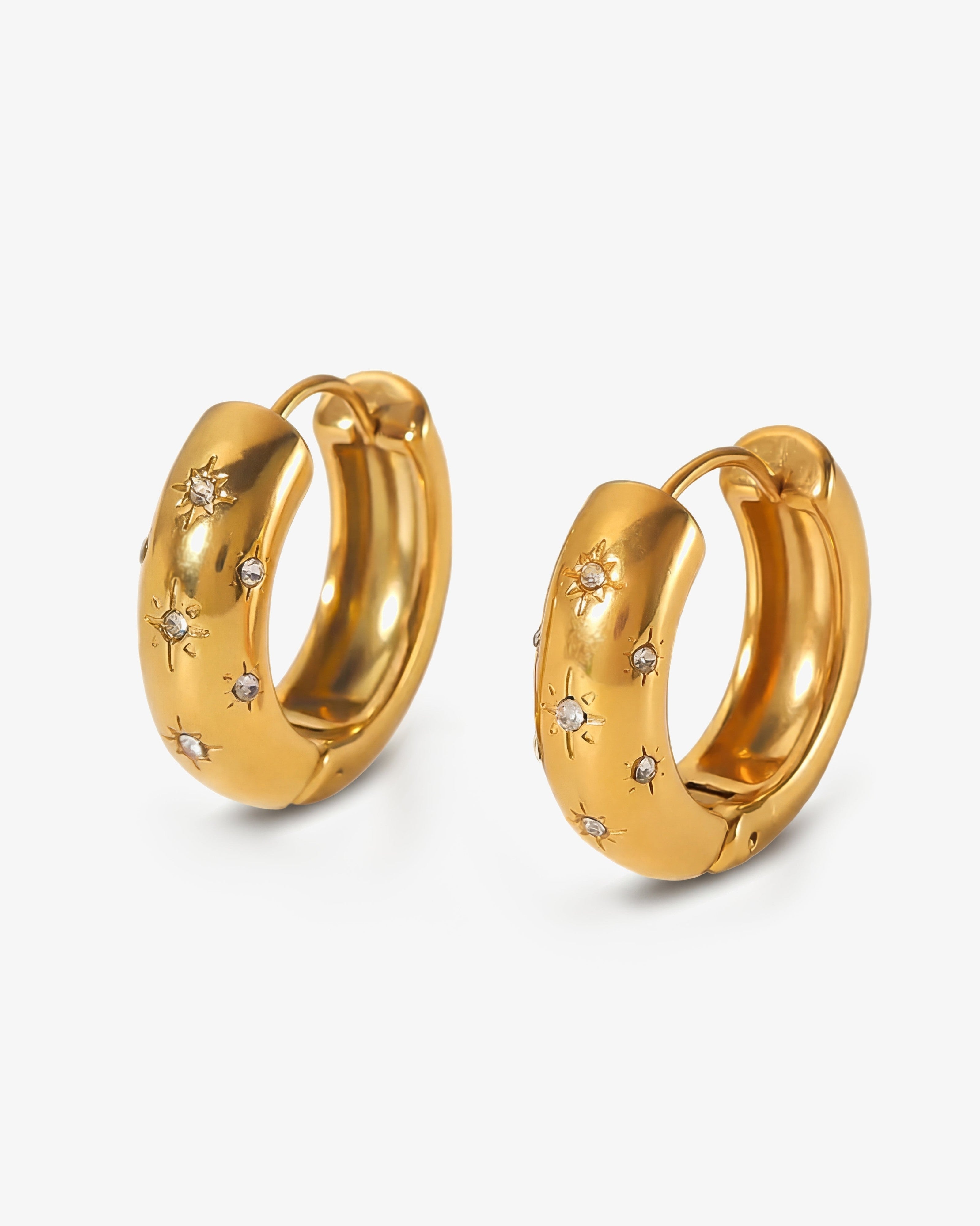 Chubby 14k Gold Gemstone Huggie Hoops