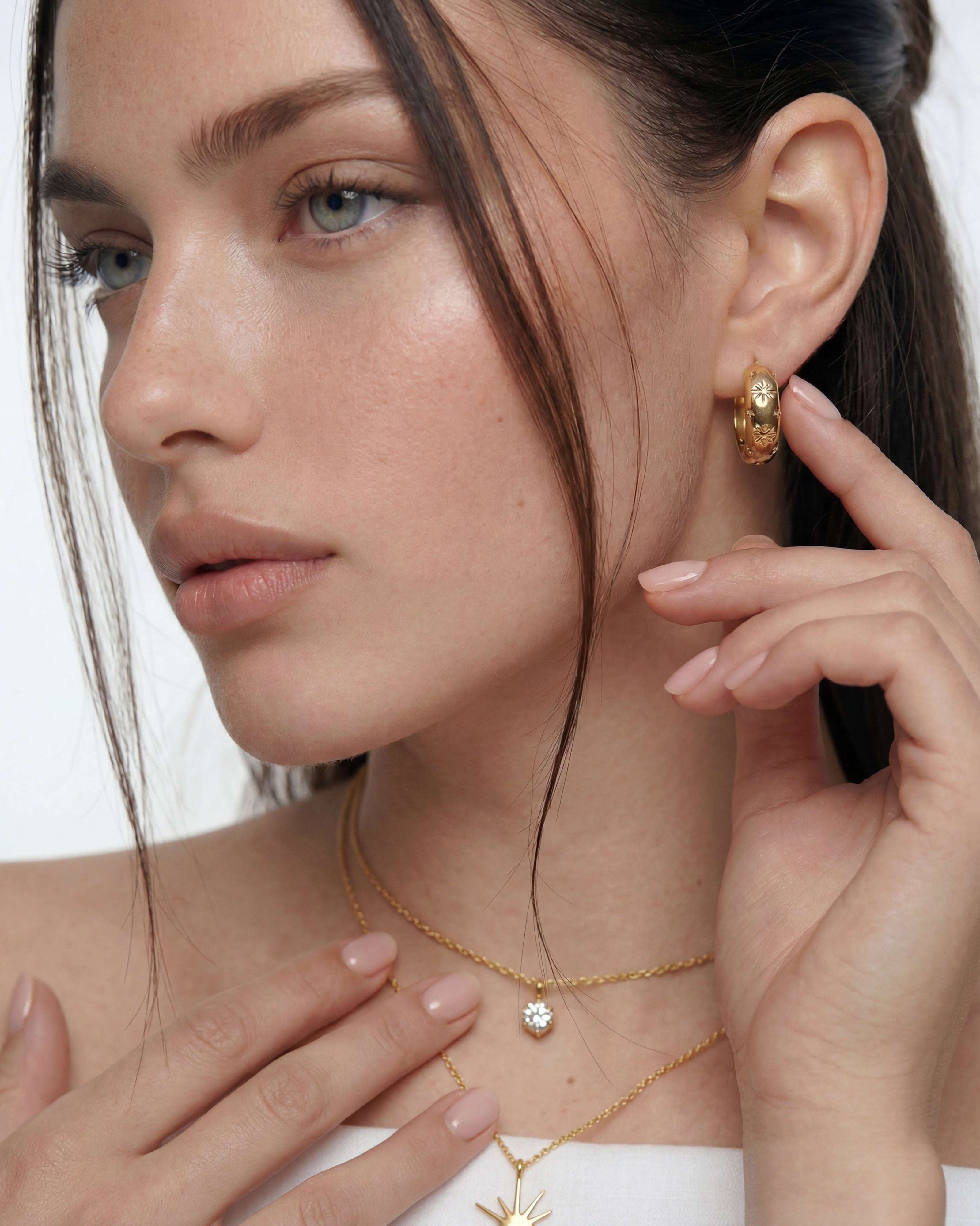 Chubby 14k Gold Gemstone Huggie Hoops
