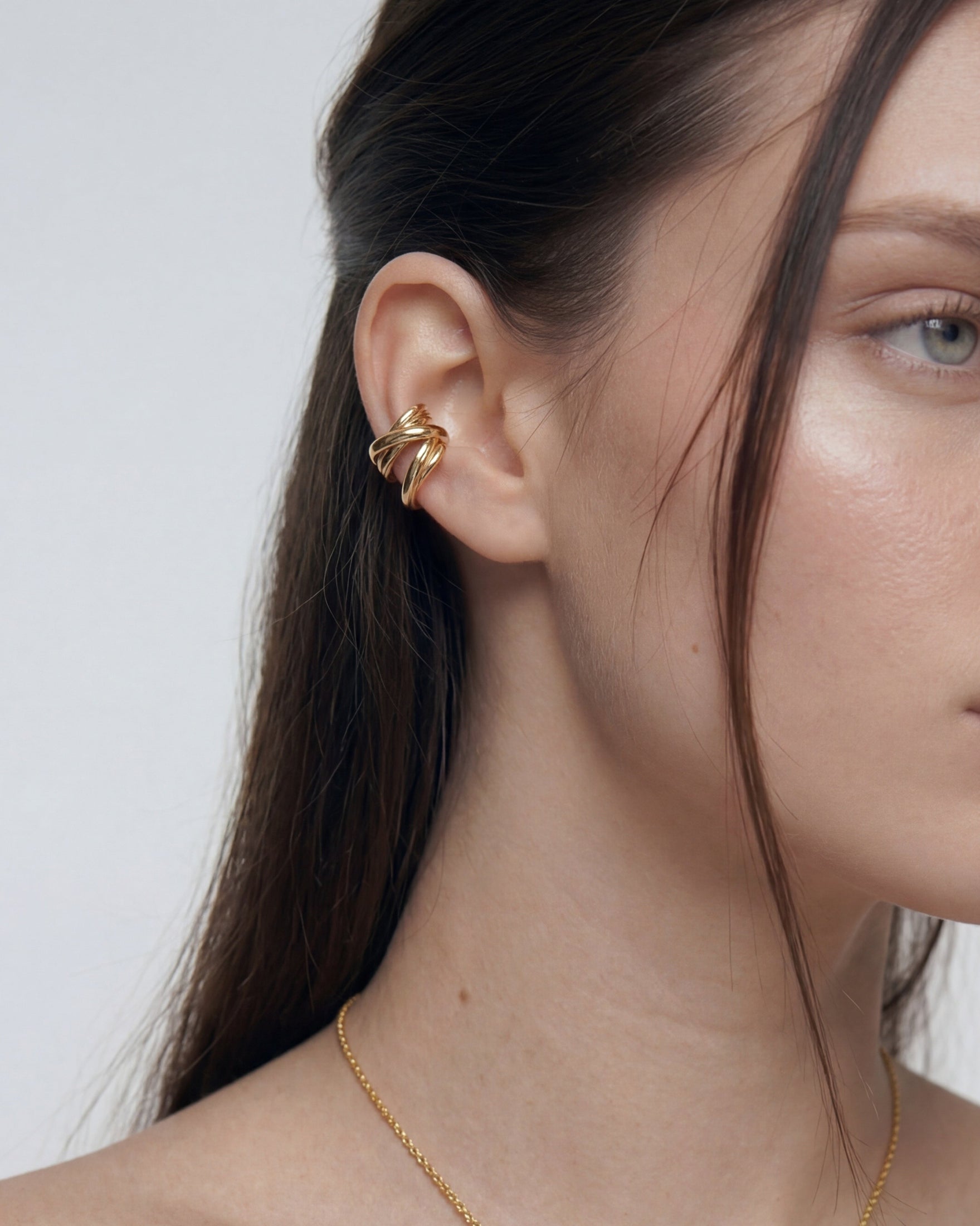 14k Molten Gold Huggie Hoop Ear Cuff