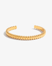 Chunky Beaded Ribbed Band 14K Gold Bangle