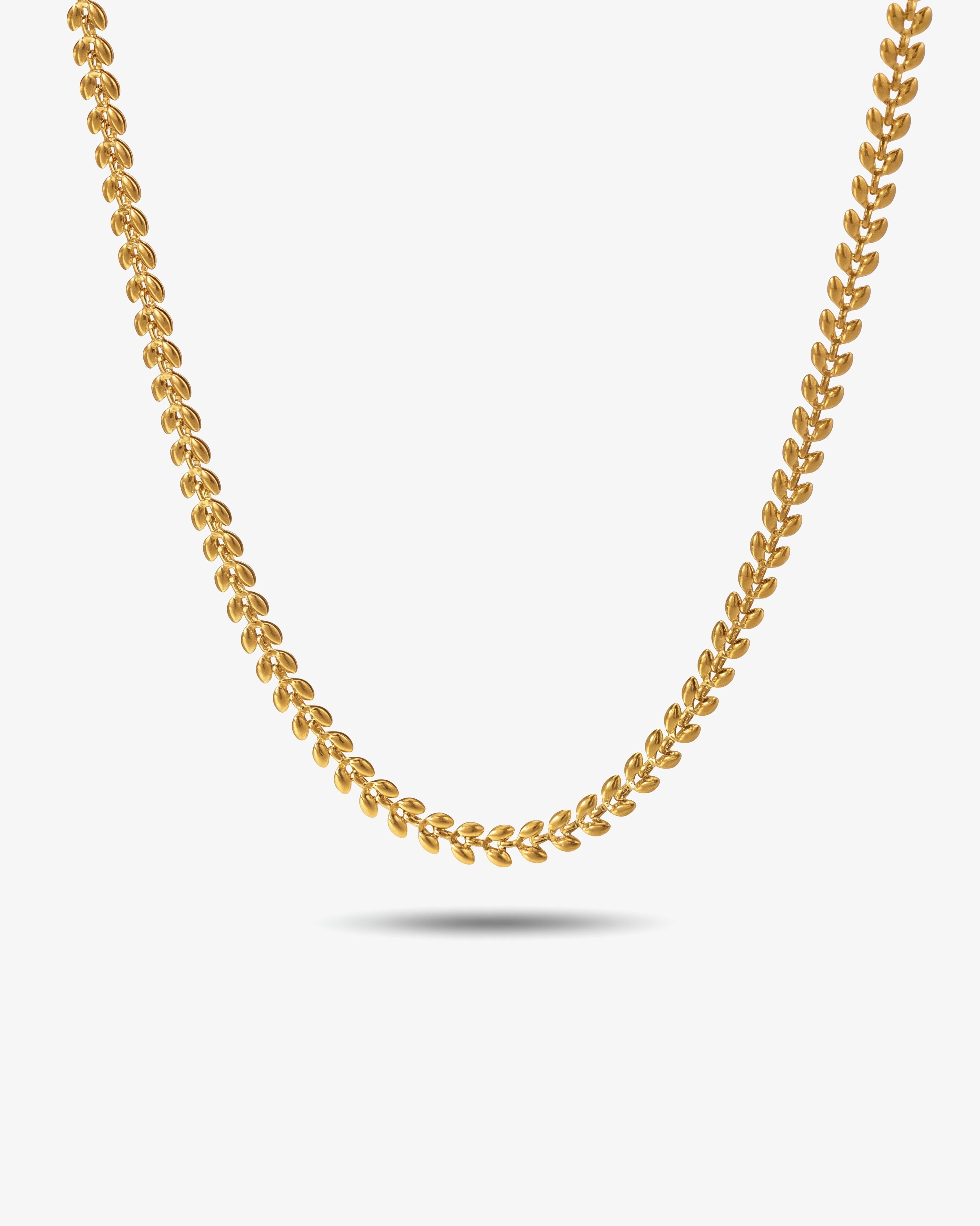 14K Gold Leaf Chain Choker Necklace