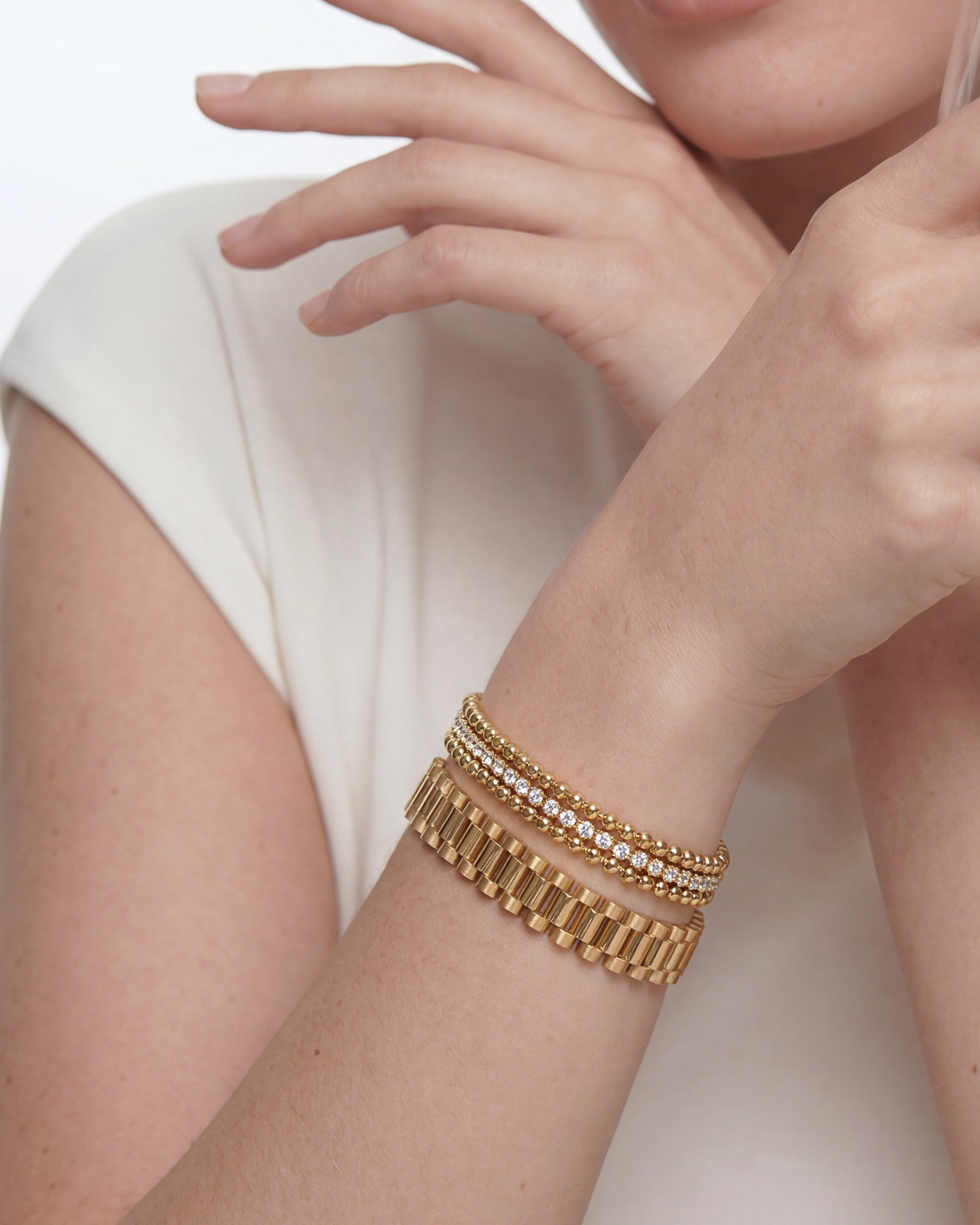 14K Gold Chunky Watch Chain Link Bracelet