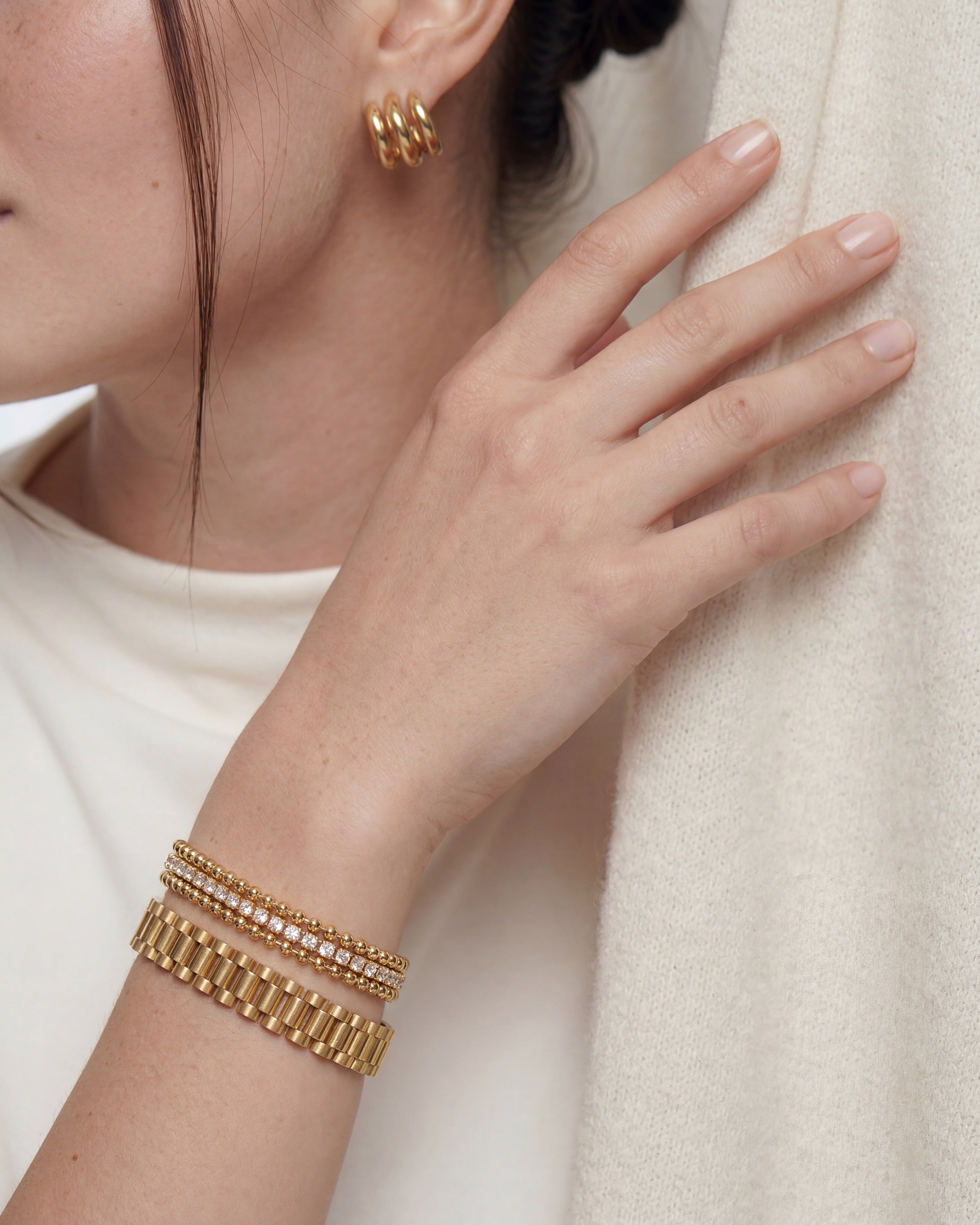 14K Gold Double Tennis Satellite Bracelet
