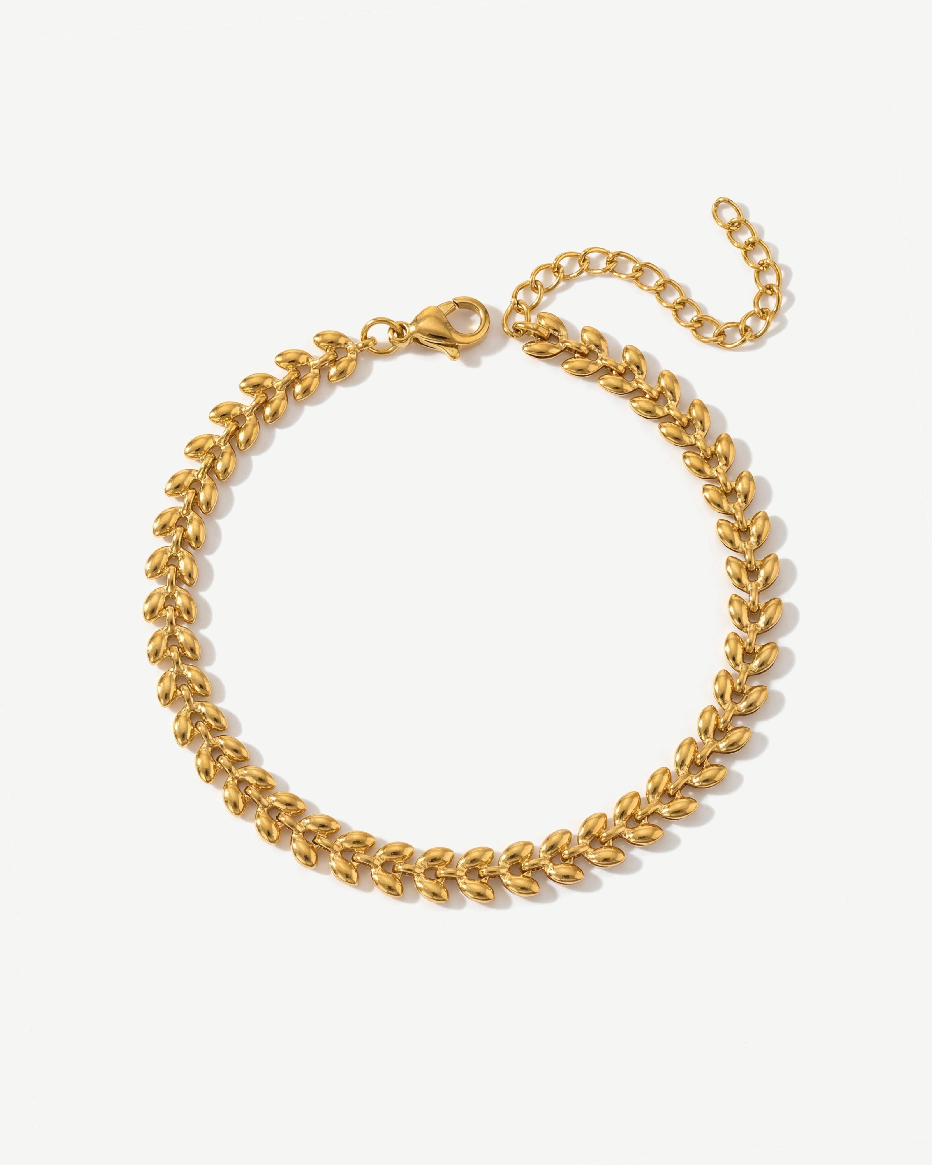 14K Gold Leaf Chain Bracelet