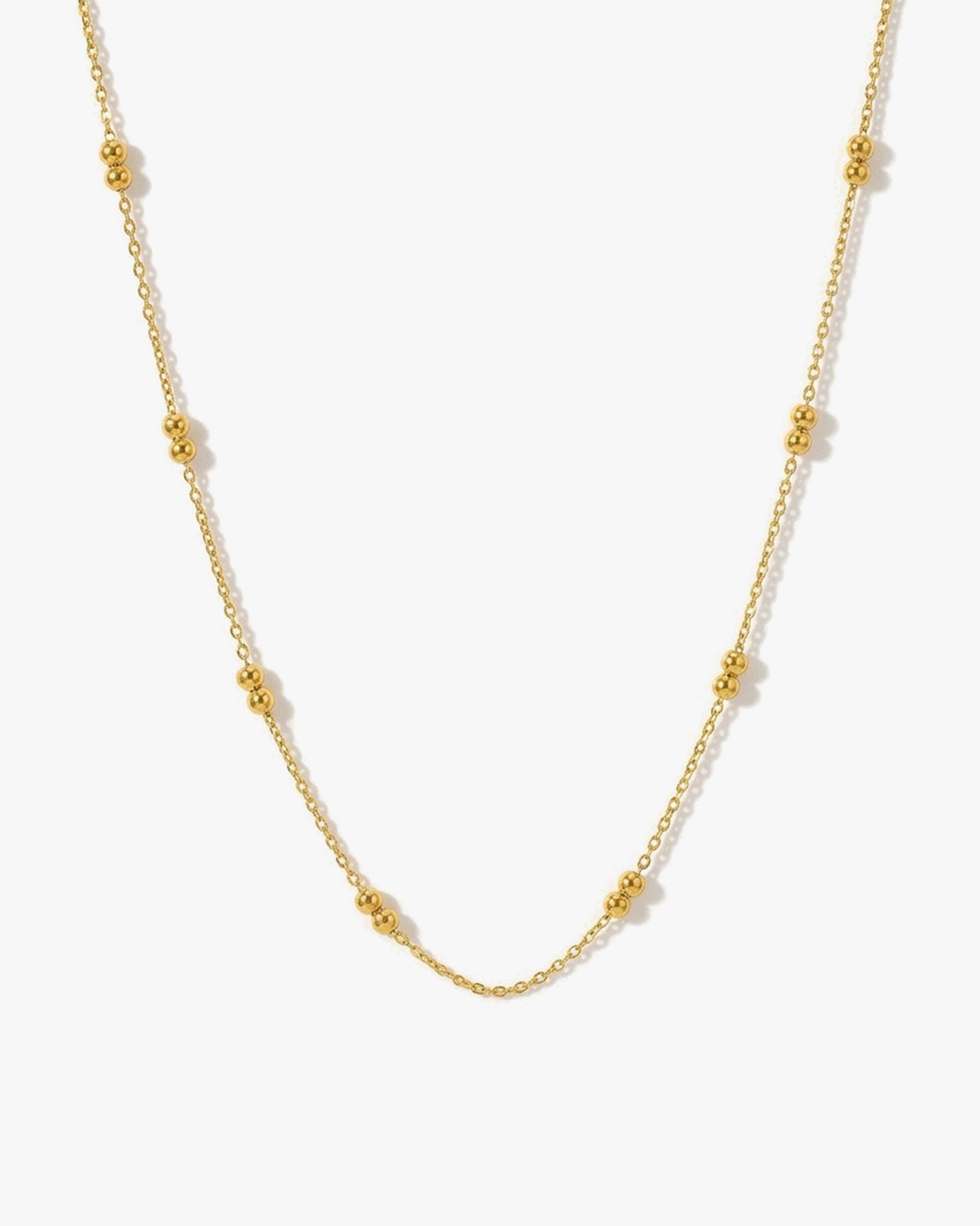 14K Gold Double Beaded Satellite Chain Necklace