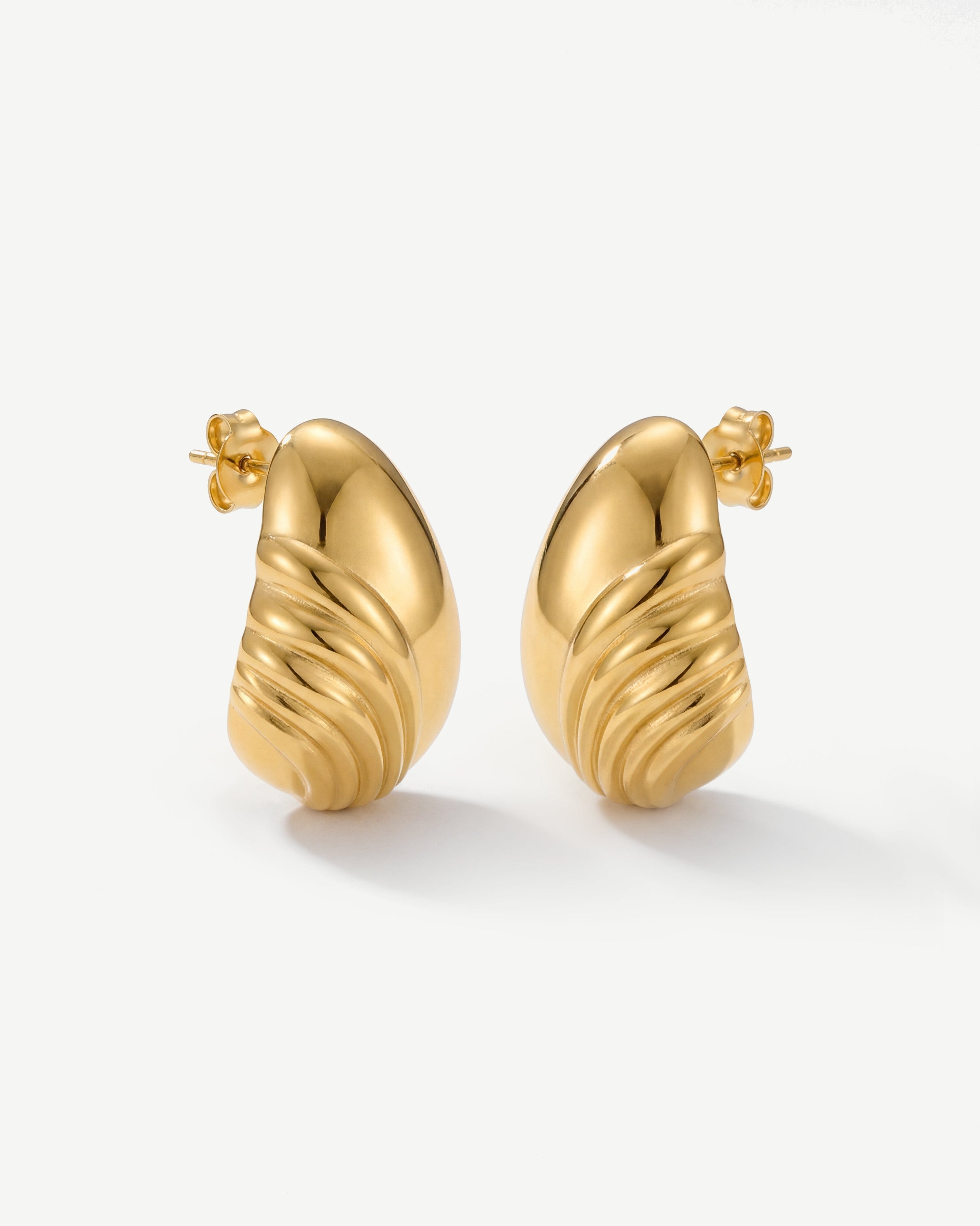Chubby Winged 14K Gold Drop Studs