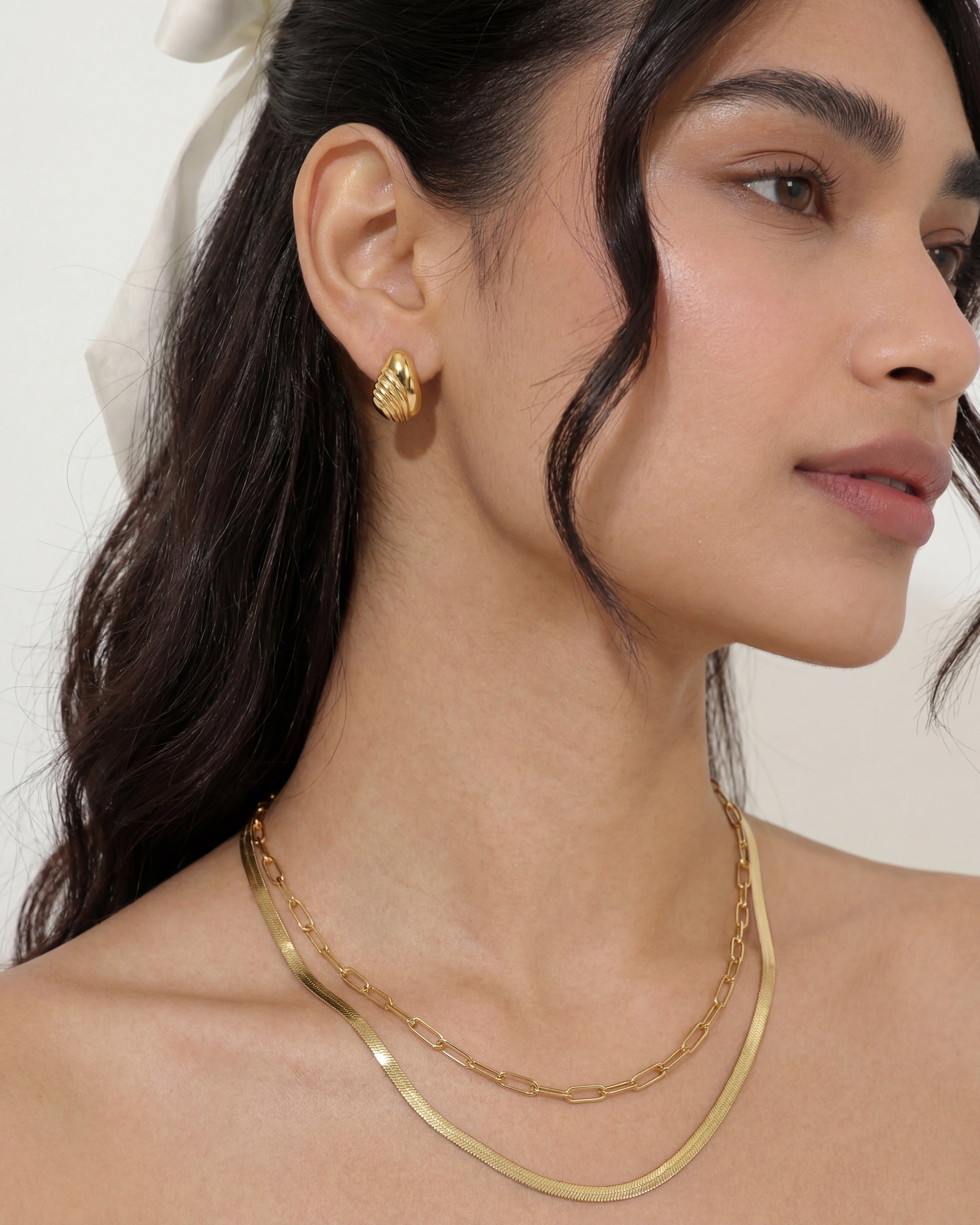 Chubby Winged 14K Gold Drop Studs