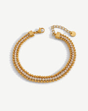 14K Gold Double Tennis Satellite Bracelet