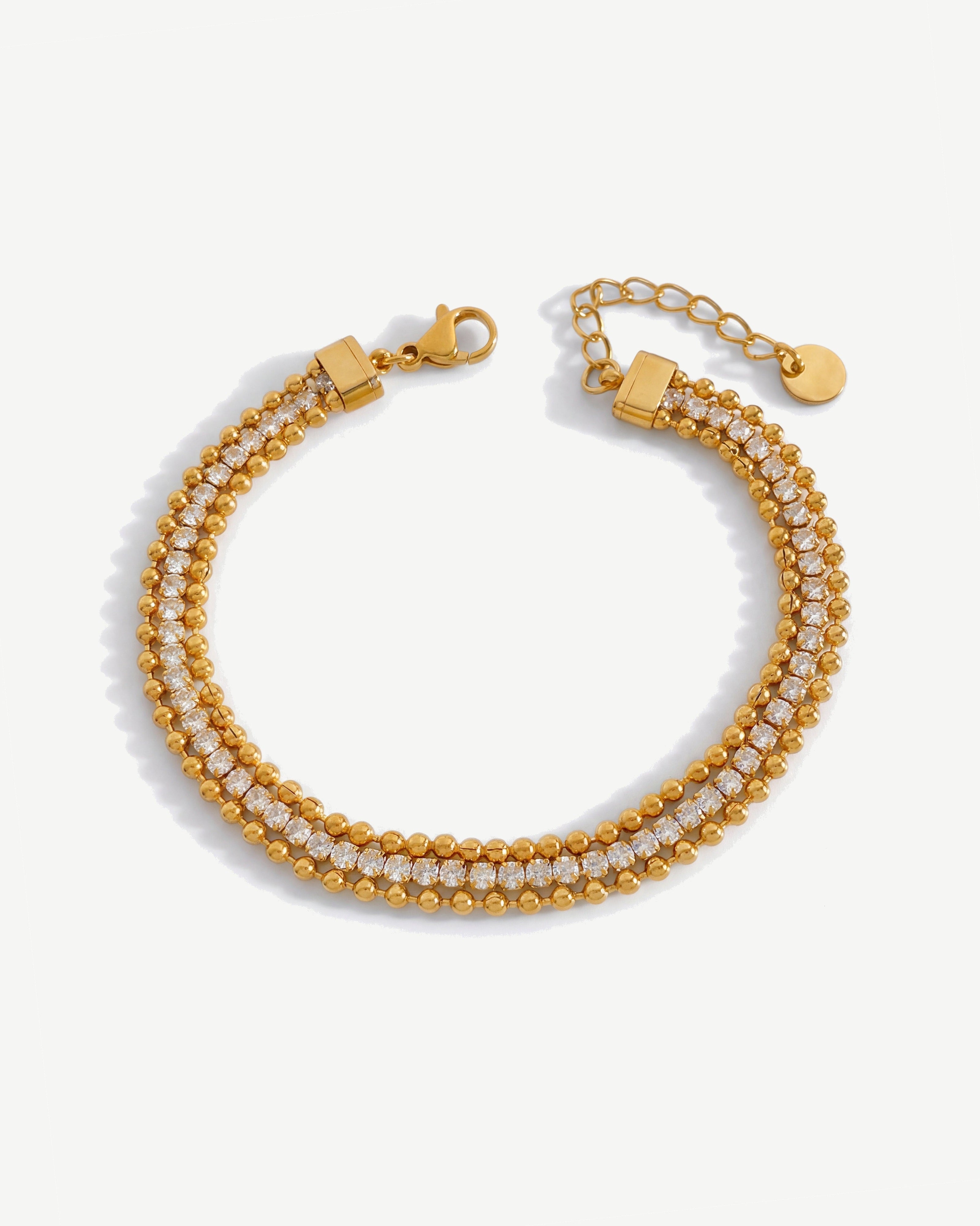 14K Gold Double Tennis Satellite Bracelet