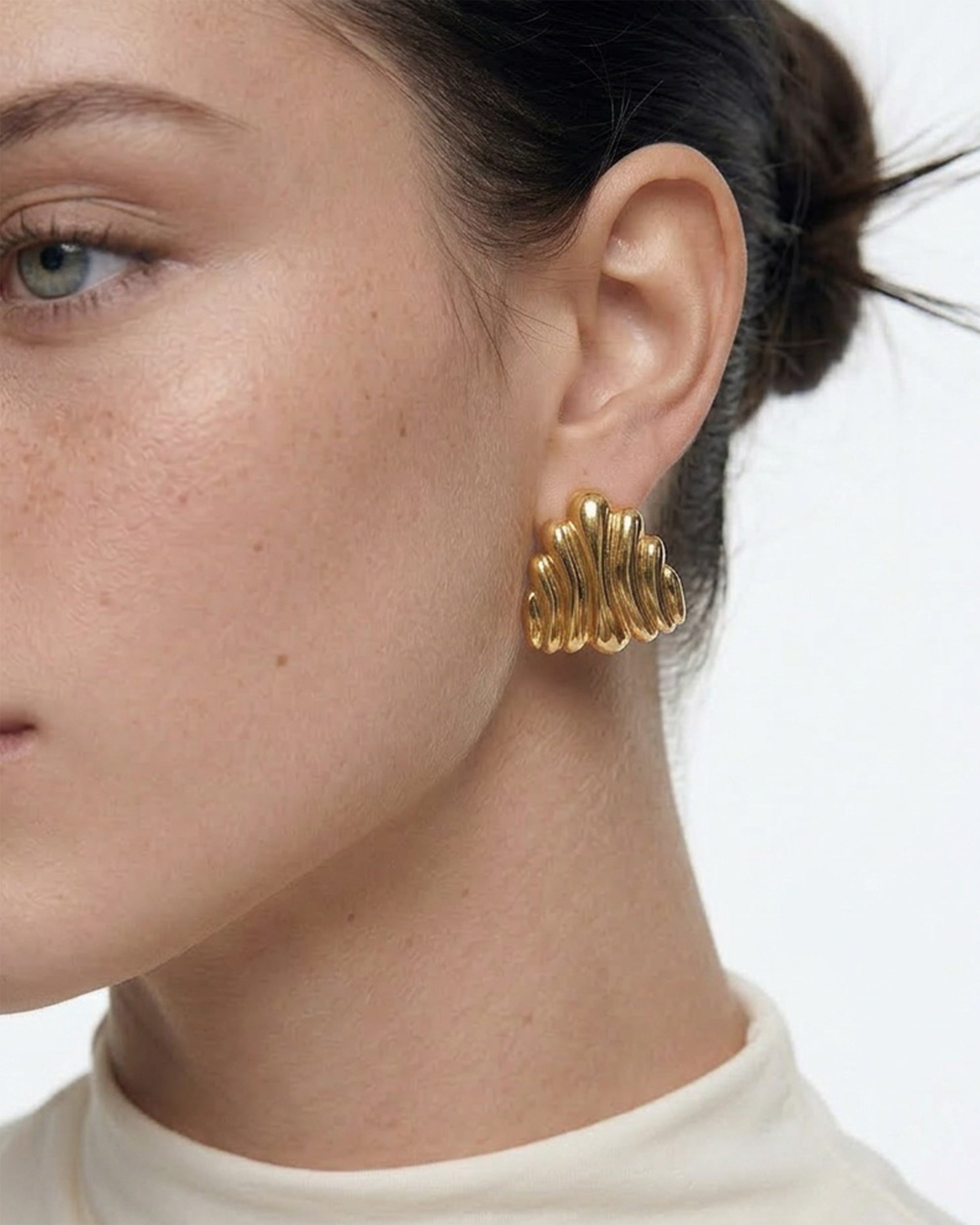 Chunky 14K Gold Molten Wave Studs