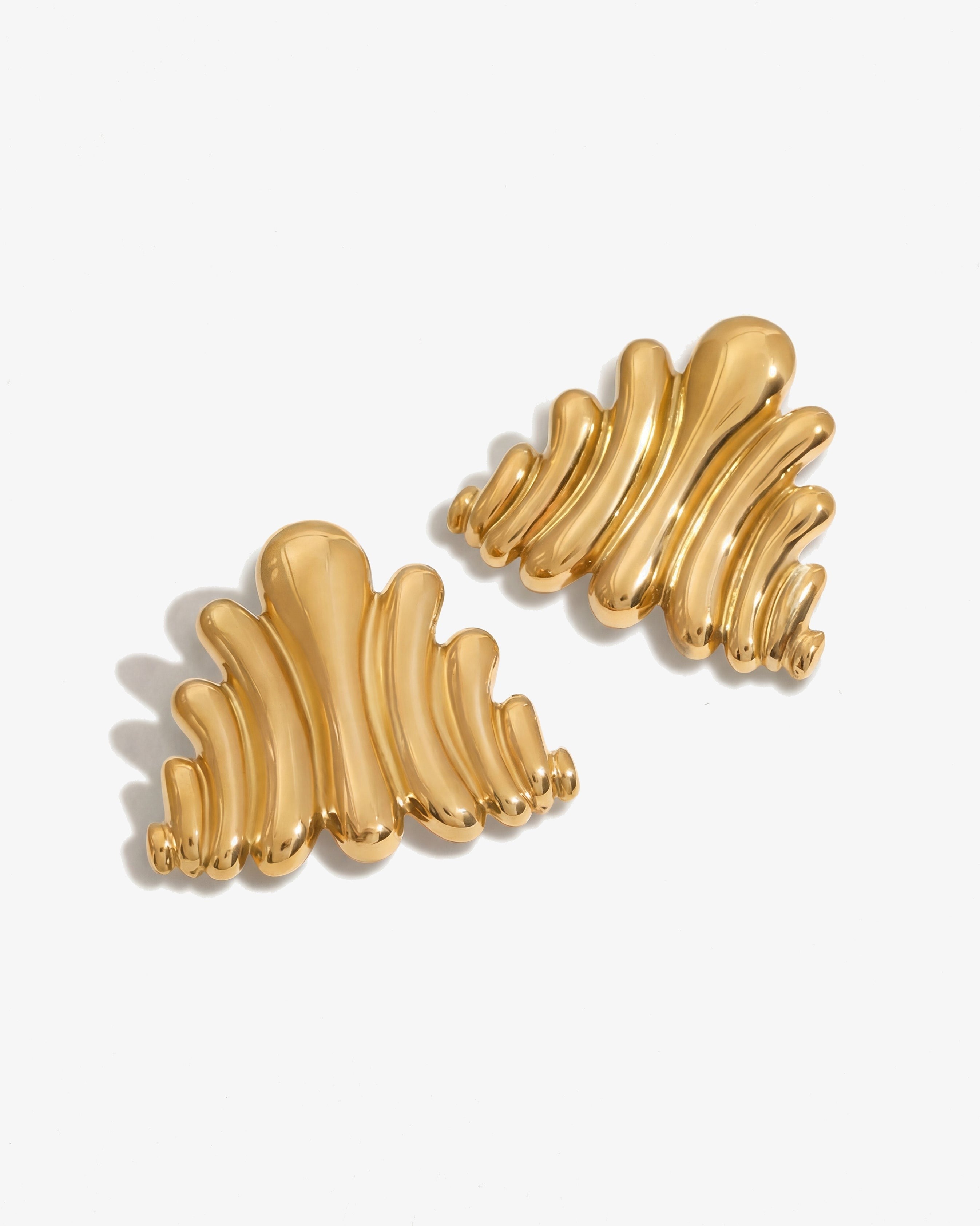 Chunky 14K Gold Molten Wave Studs