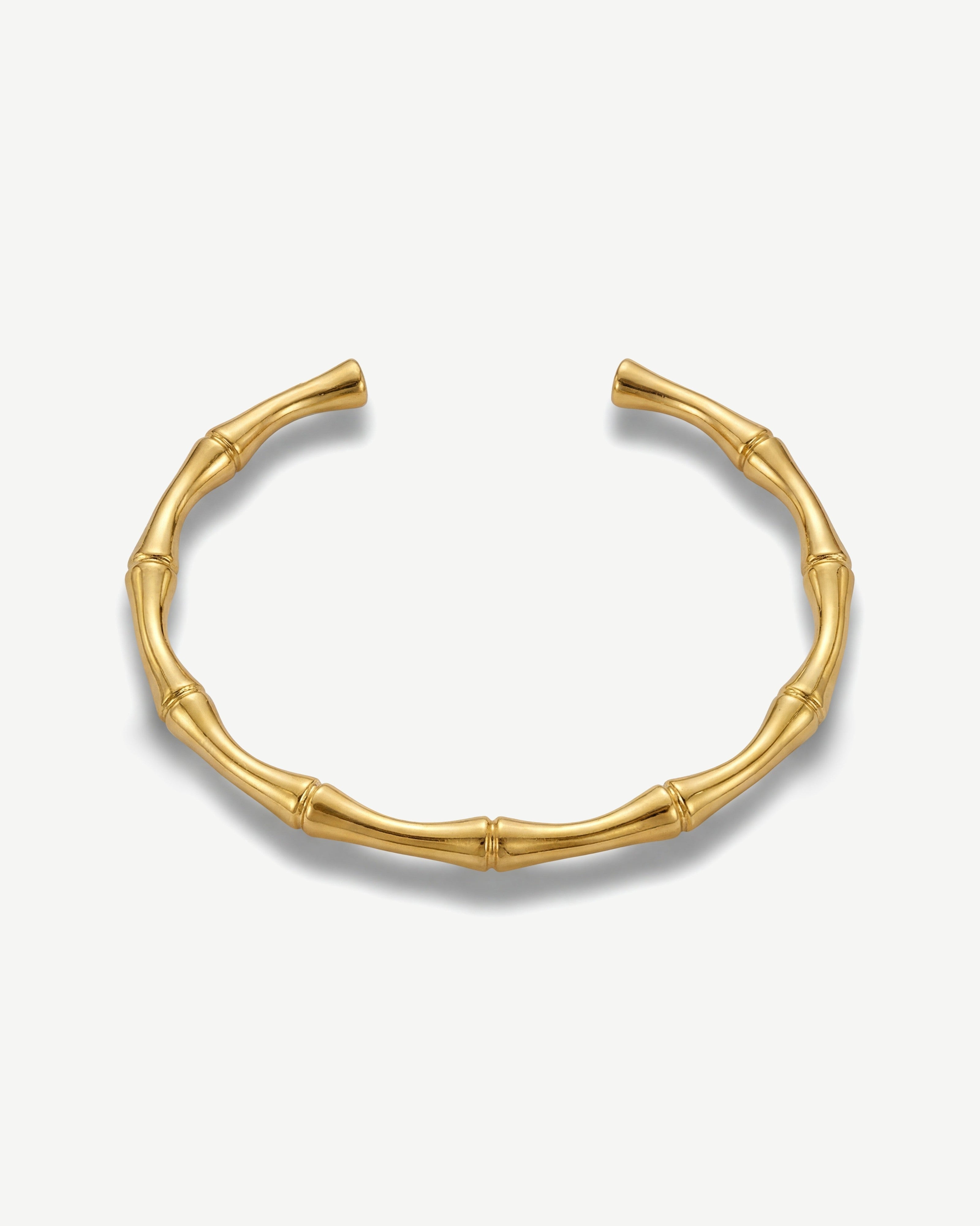 14k Gold Band Bamboo Stackable Bangle