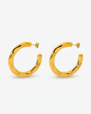 Chunky 14K Gold Hammered Hoops