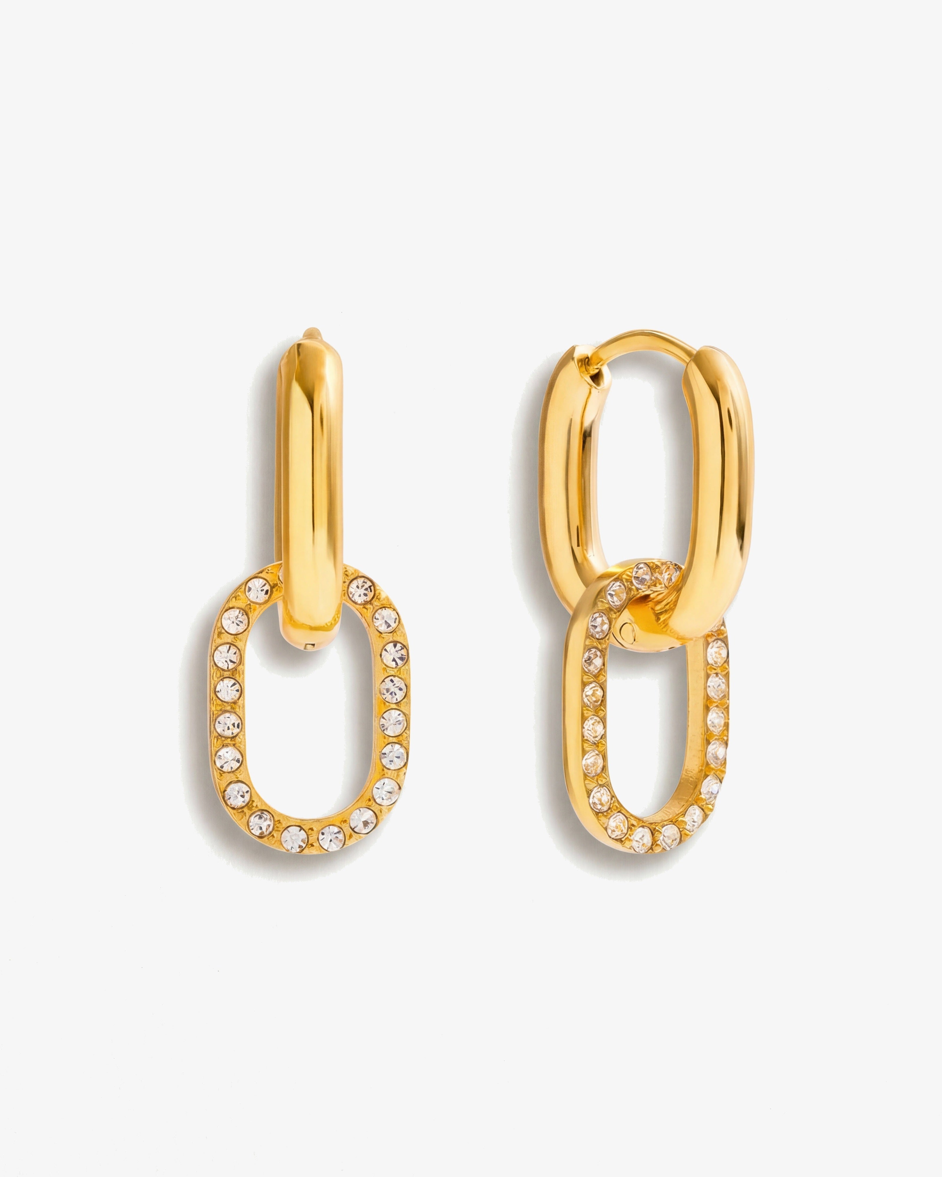 Dainty 14k Gold Gemstone Double Loop Hoops