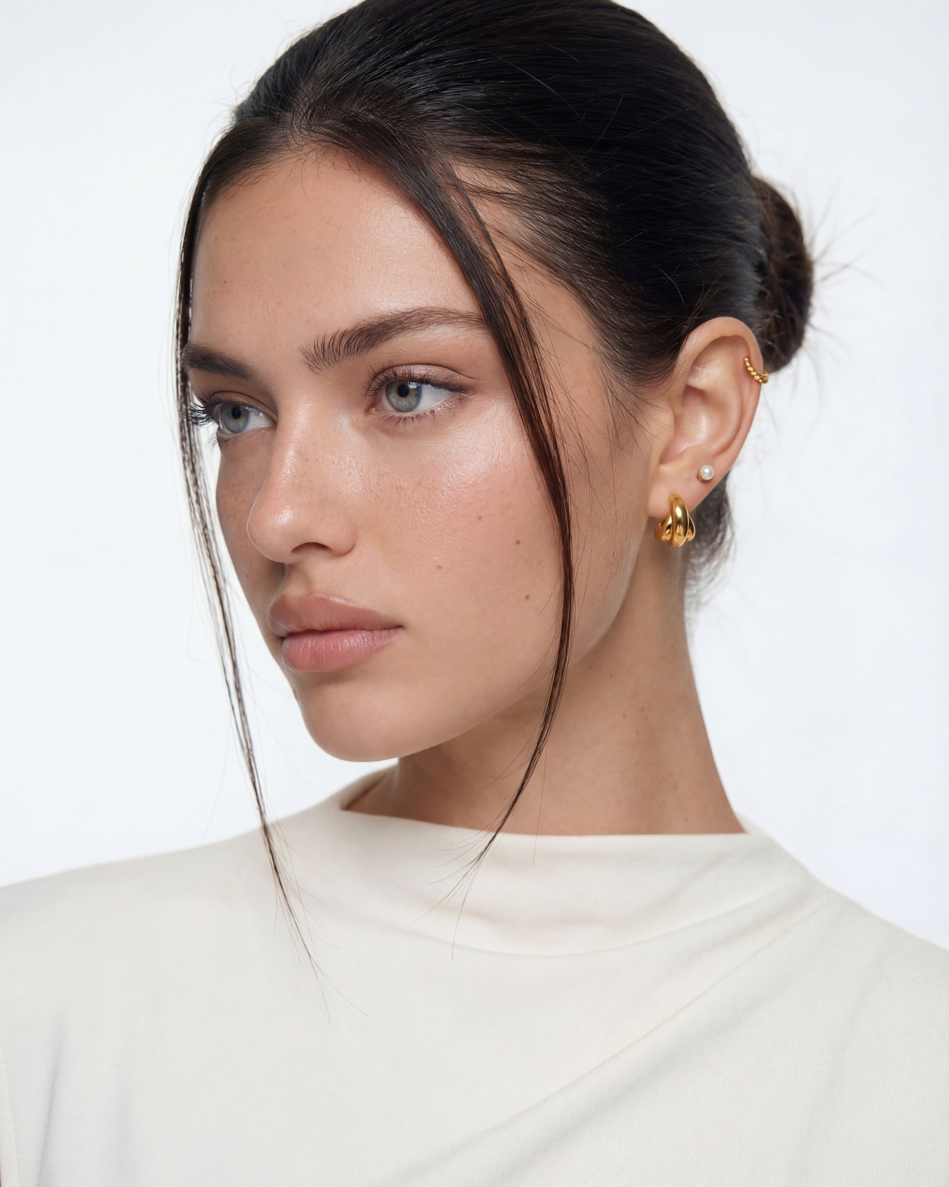 Chunky 14K Gold Triple Wrap Studs