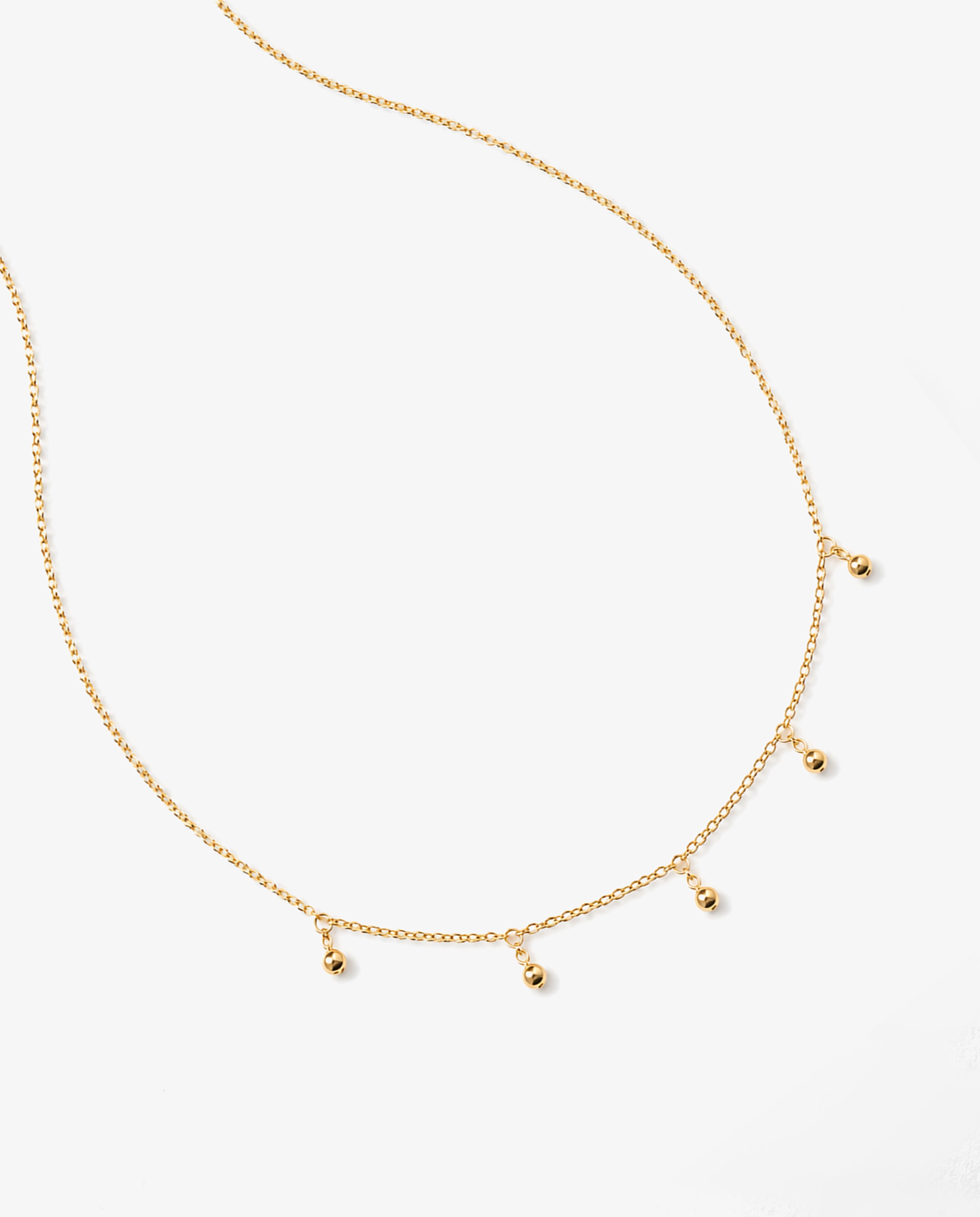 Dainty 14K Gold Beaded Drop Choker Necklace