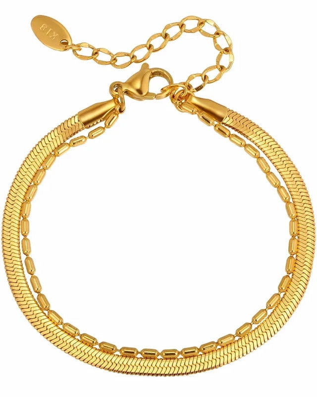 Gold Duo Bead Chain Bracelet