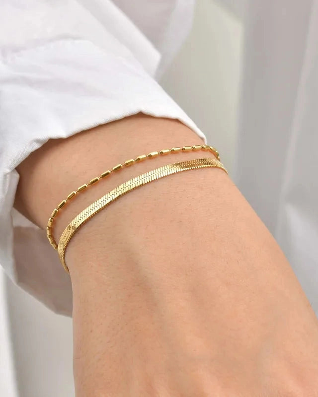 Gold Duo Bead Chain Bracelet