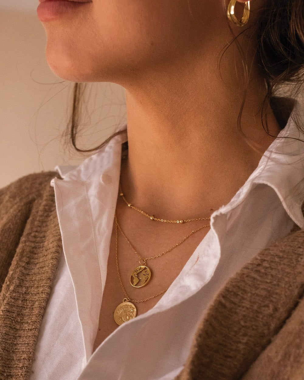 Chunky 14K Gold Coin Medallion Necklace - Necklaces - Elk & Bloom