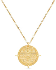 Chunky 18K Gold Aztec Coin Medallion Necklace - Necklaces - Elk & Bloom
