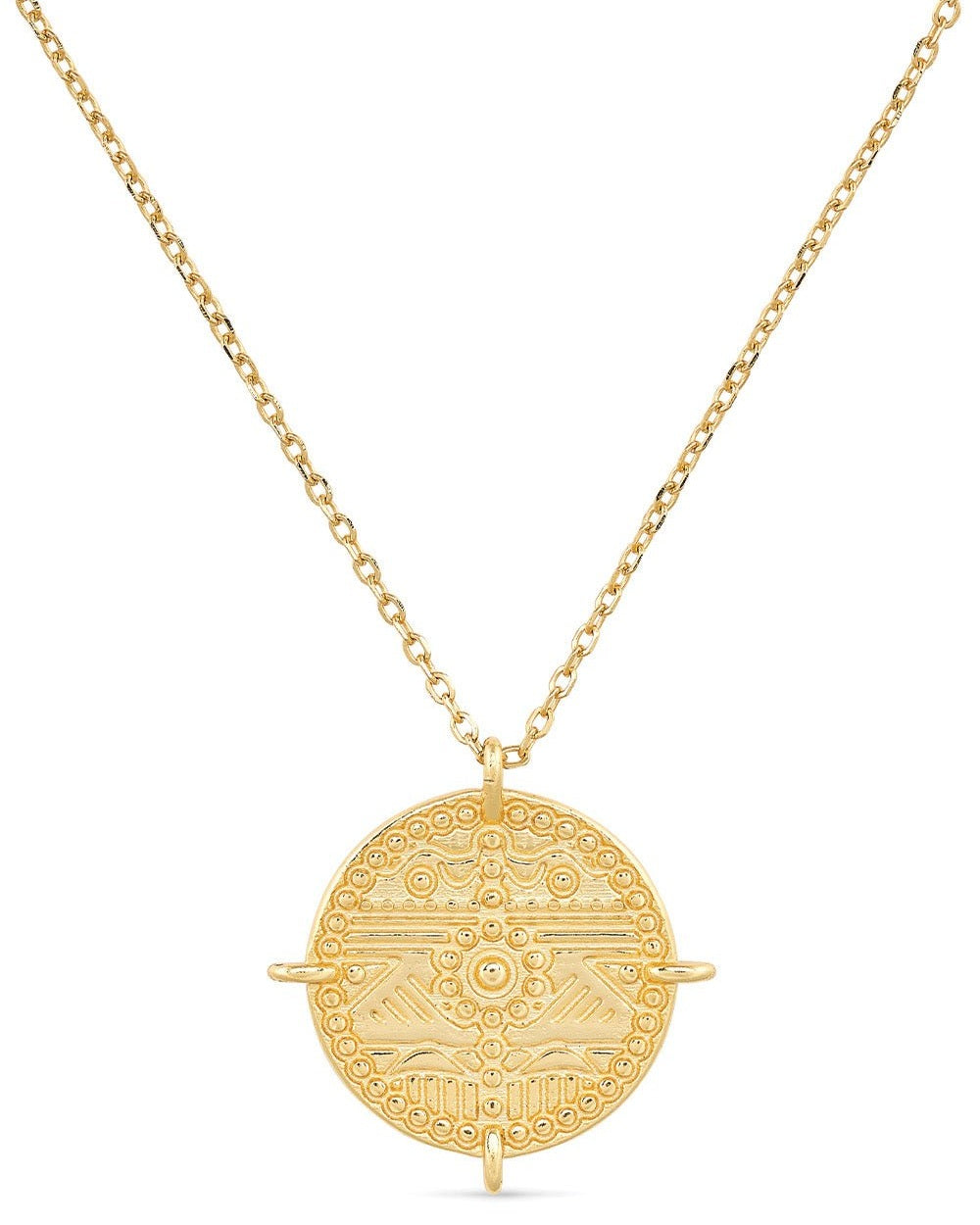 Chunky 18K Gold Aztec Coin Medallion Necklace - Necklaces - Elk & Bloom
