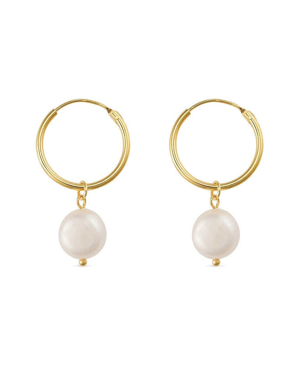 Chunky 18K Gold Freshwater Pearl Hoops - Earrings - Elk & Bloom