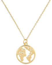 Chunky 18K Gold Globe Earth Necklace - Necklaces - Elk & Bloom