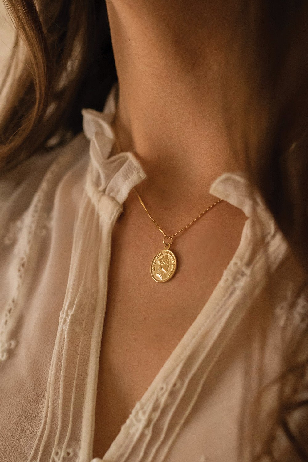 Chunky 18K Gold Lucky Penny Coin Medallion Necklace Gold Yes please Pendant only