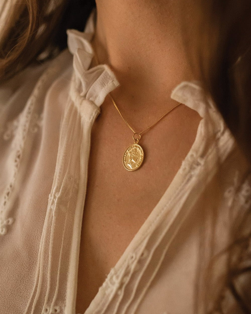 Chunky 18K Gold Lucky Penny Coin Medallion Necklace - Necklaces - Elk & Bloom