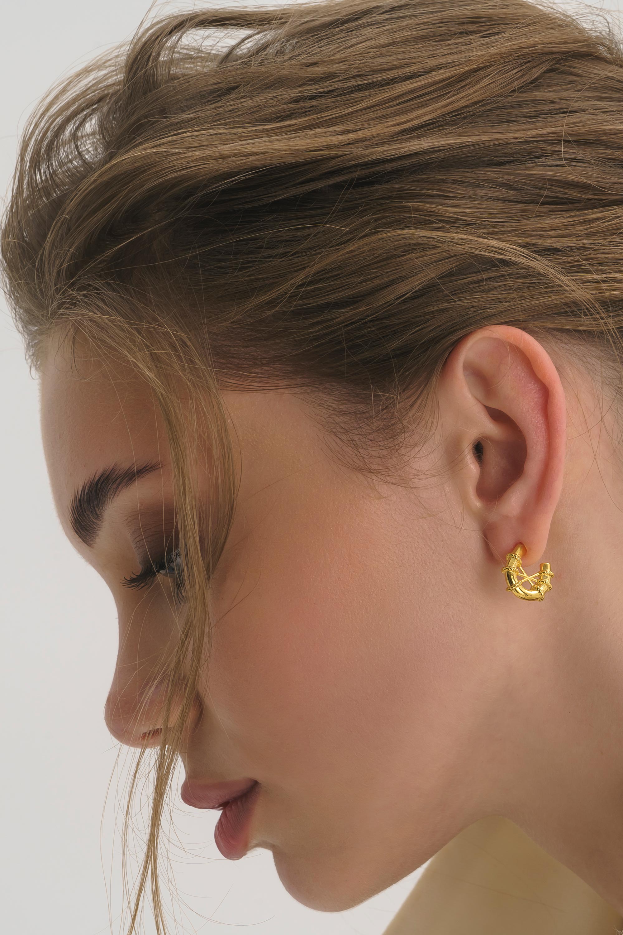 Chunky Rope Gold Huggie Hoops Everday Thick Gold Hoops Gold Rope Hoops Gold Statement Hoop Mini Geometric Bohemian Medium Hoop Earring Elk Bloom