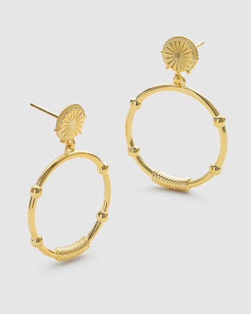 Chunky Gold Sunburst Drop Halo Stud Earrings - Earrings - Elk & Bloom