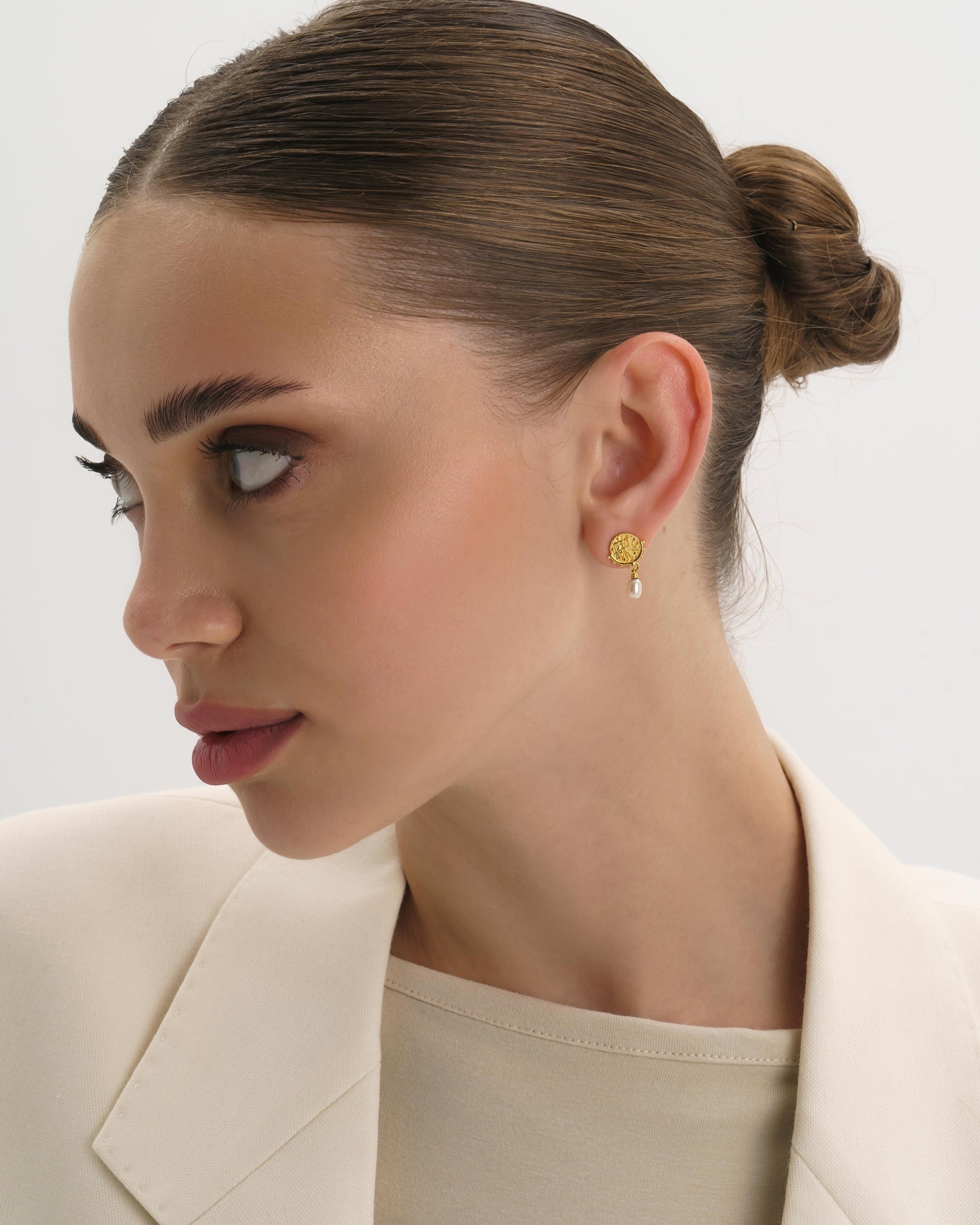 Chunky Pearl Gold Goddess Drop Earrings - Earrings - Elk & Bloom