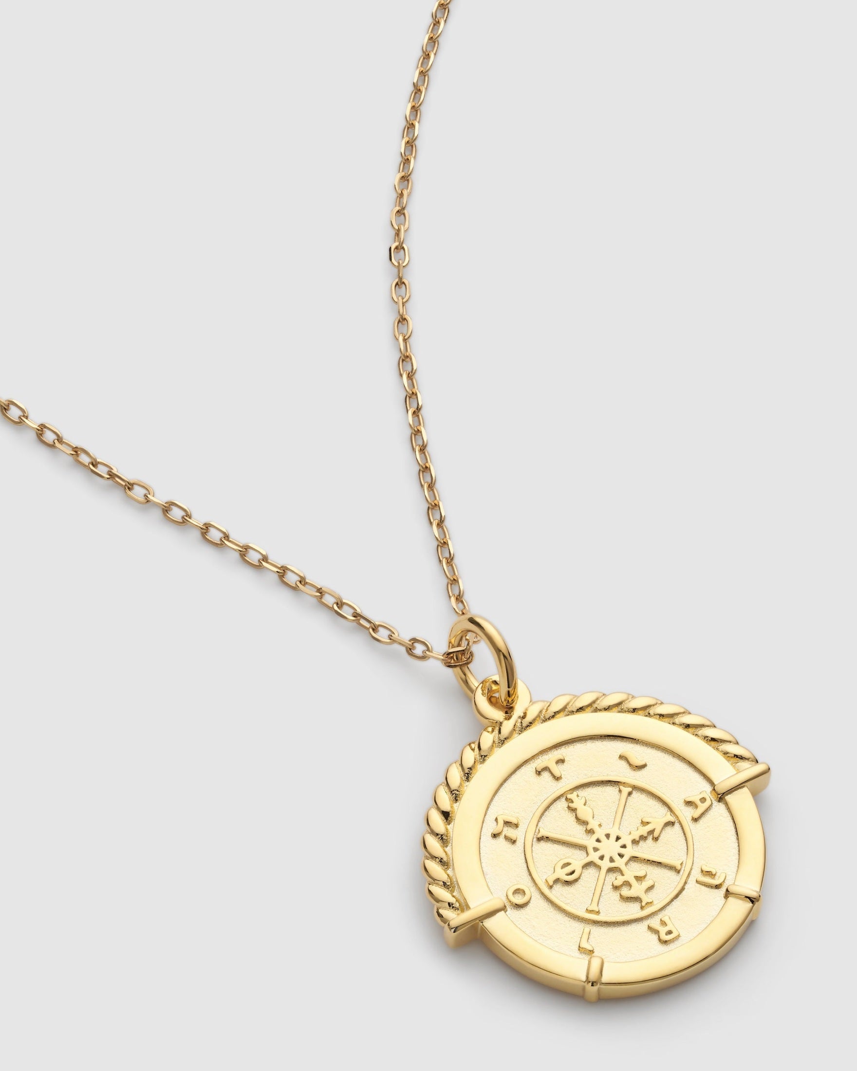 Chunky Rope Framed Gold Wheel of Fortune Necklace - Necklaces - Elk & Bloom