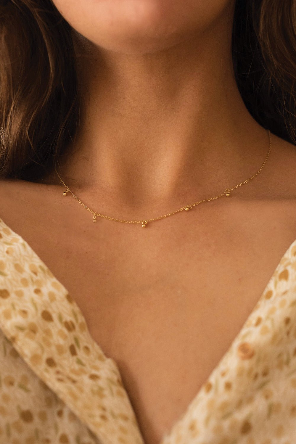14k Gold Filled Beaded Necklace Gold Choker Necklace Gold Satellite Chain Dew Drops Necklace Minimalist Necklace Gold Beaded Chain Elk Bloom