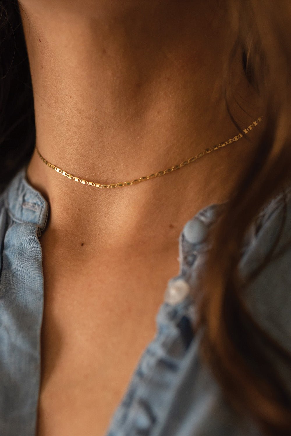 Dainty 14K Gold Chain Choker Chain Necklace for Women Minimalist Link Chain Necklace Simple Bead Chain Layer Necklace Boho Choker Elk Bloom