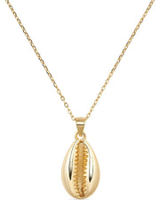 Dainty 14K Gold Cowrie Shell Clam Necklace - Necklaces - Elk & Bloom