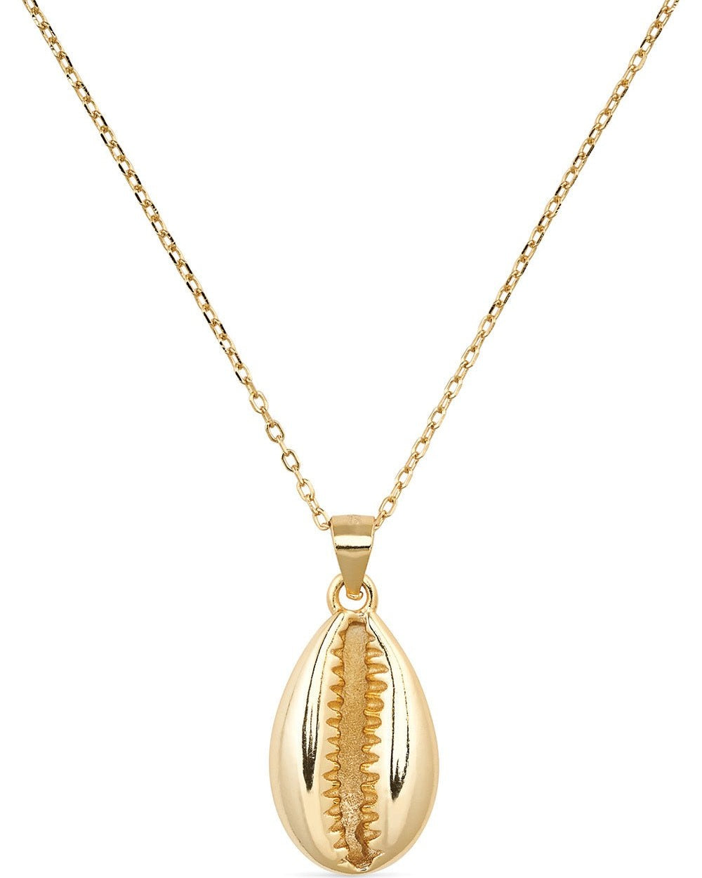 Dainty 14K Gold Cowrie Shell Clam Necklace - Necklaces - Elk & Bloom