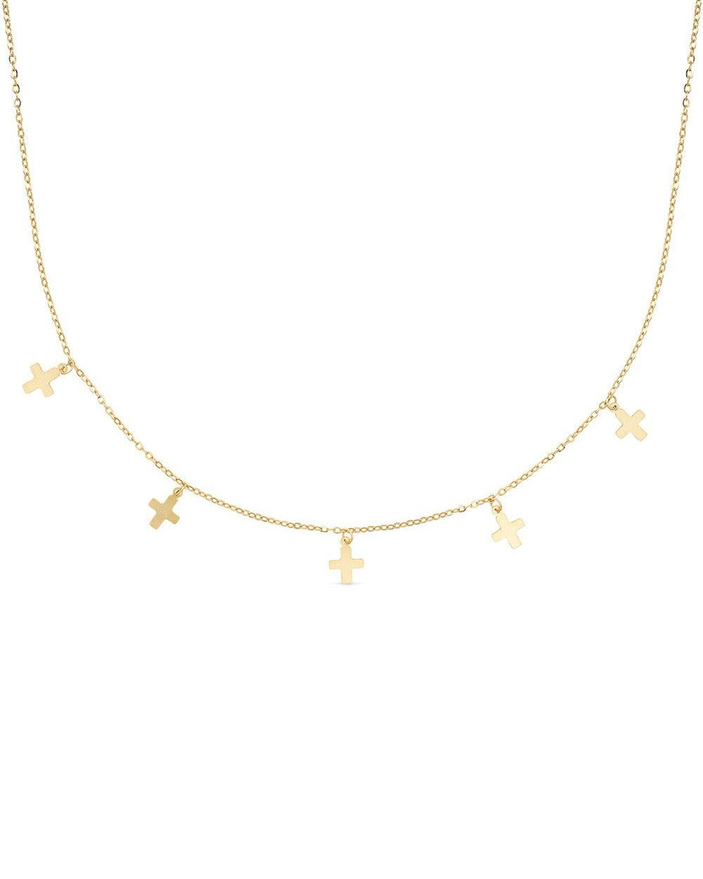 Dainty 14K Gold Cross Choker Necklace - Necklaces - Elk & Bloom