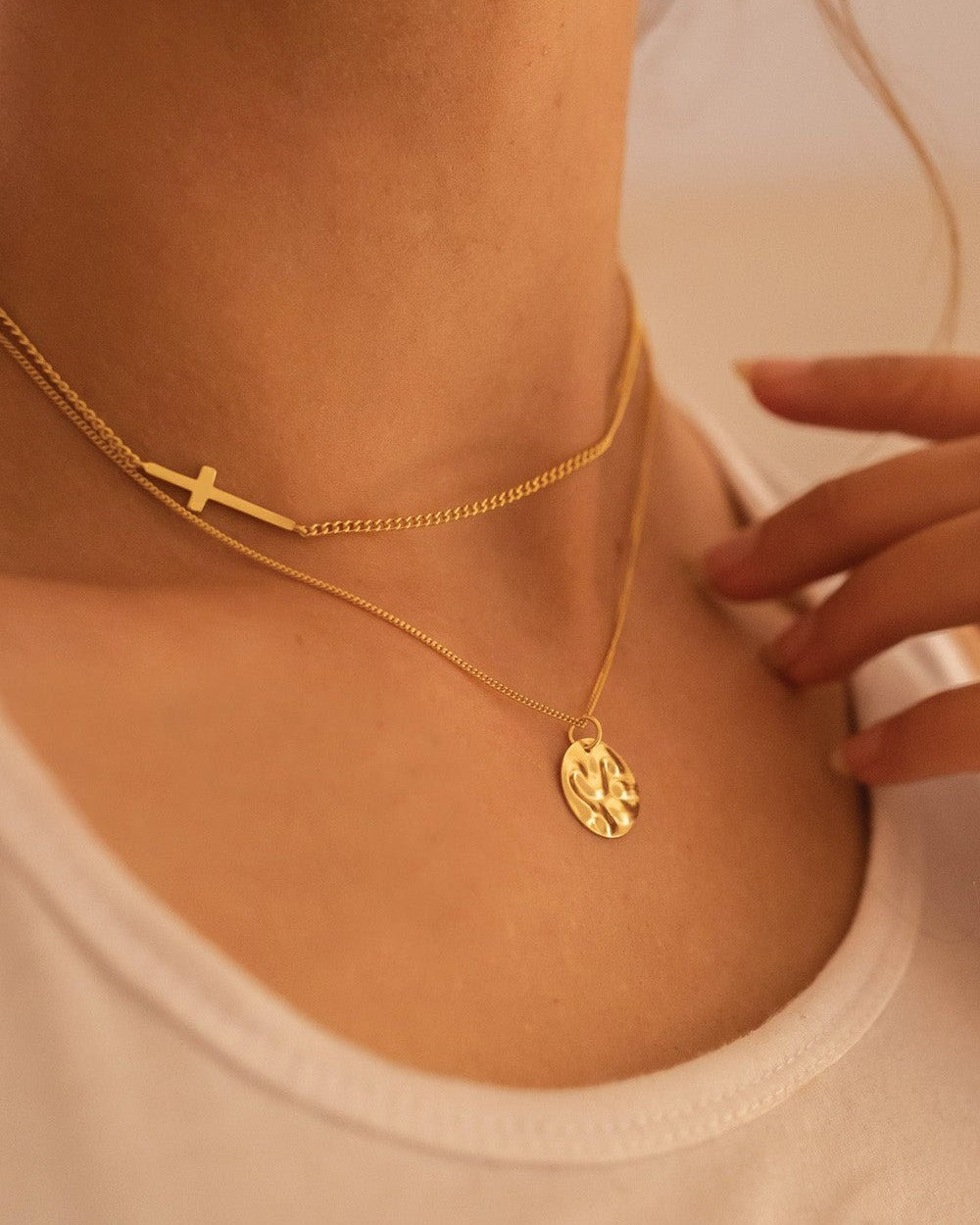 Dainty 14K Gold Cross Choker Necklace - Necklaces - Elk & Bloom